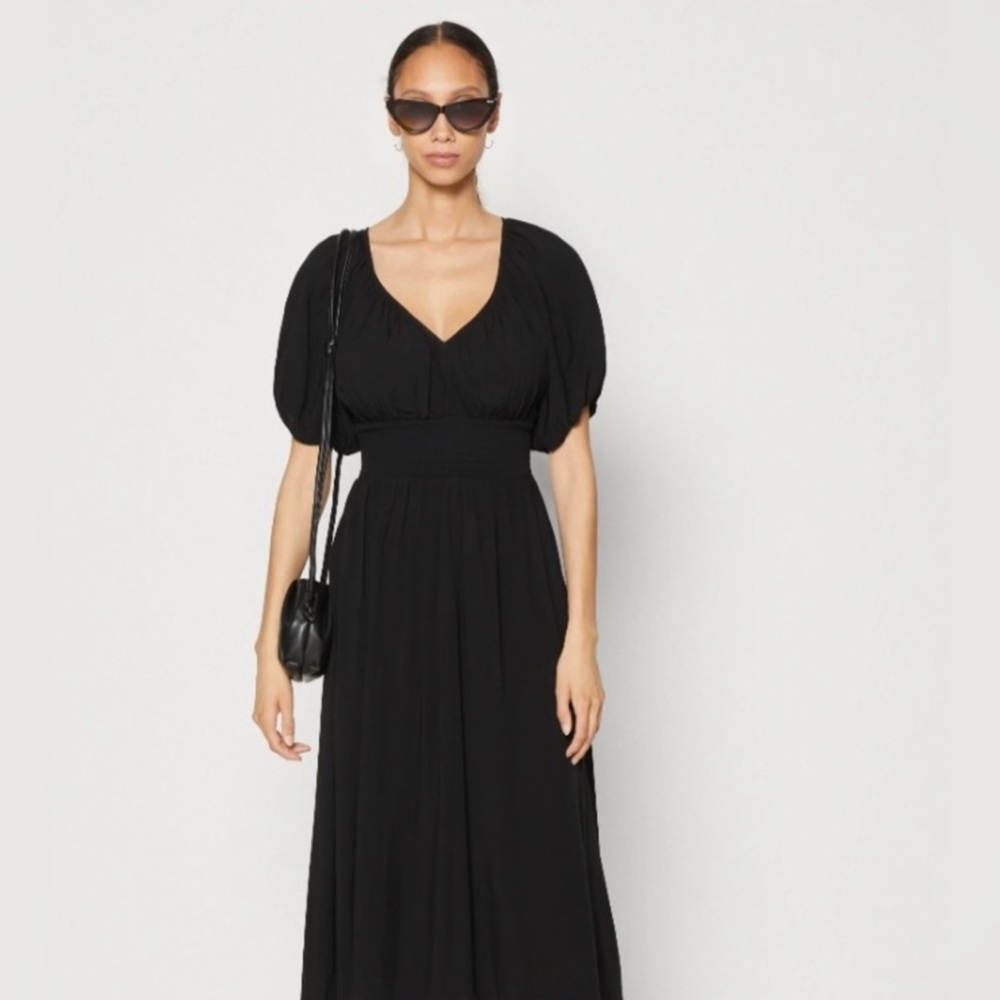 Black Puffy Sleeved Maxi Dress